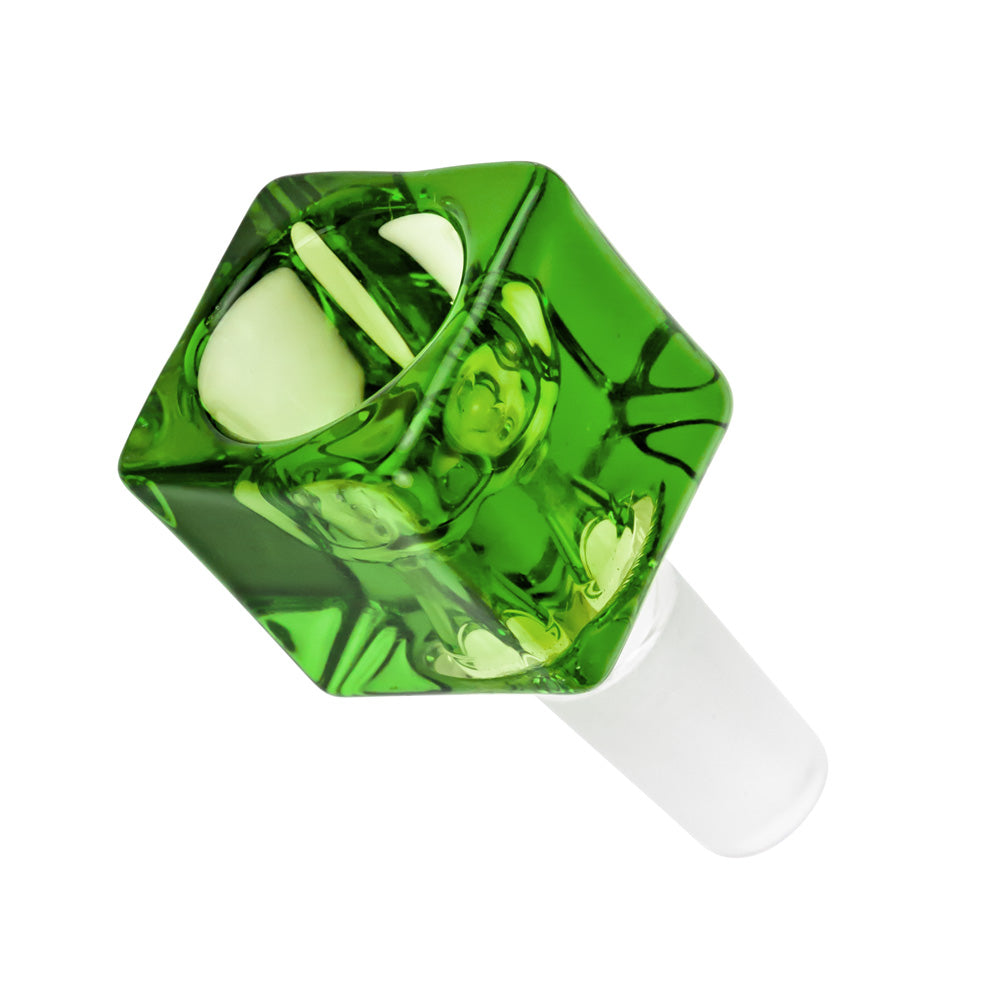Square Glass Bowl | Male Joint | Green | 14.5mm | Top View