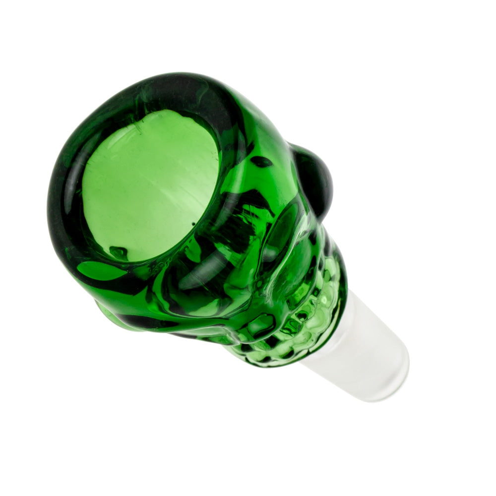 Colored Glass Skull Bowl | Large | Green | 14.5mm - Top View 