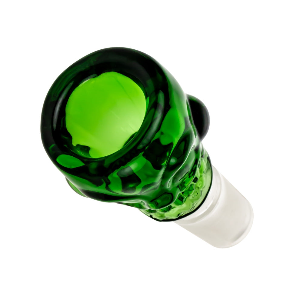 Colored Glass Skull Bowl | Large | Green | 18.8mm - Top View 