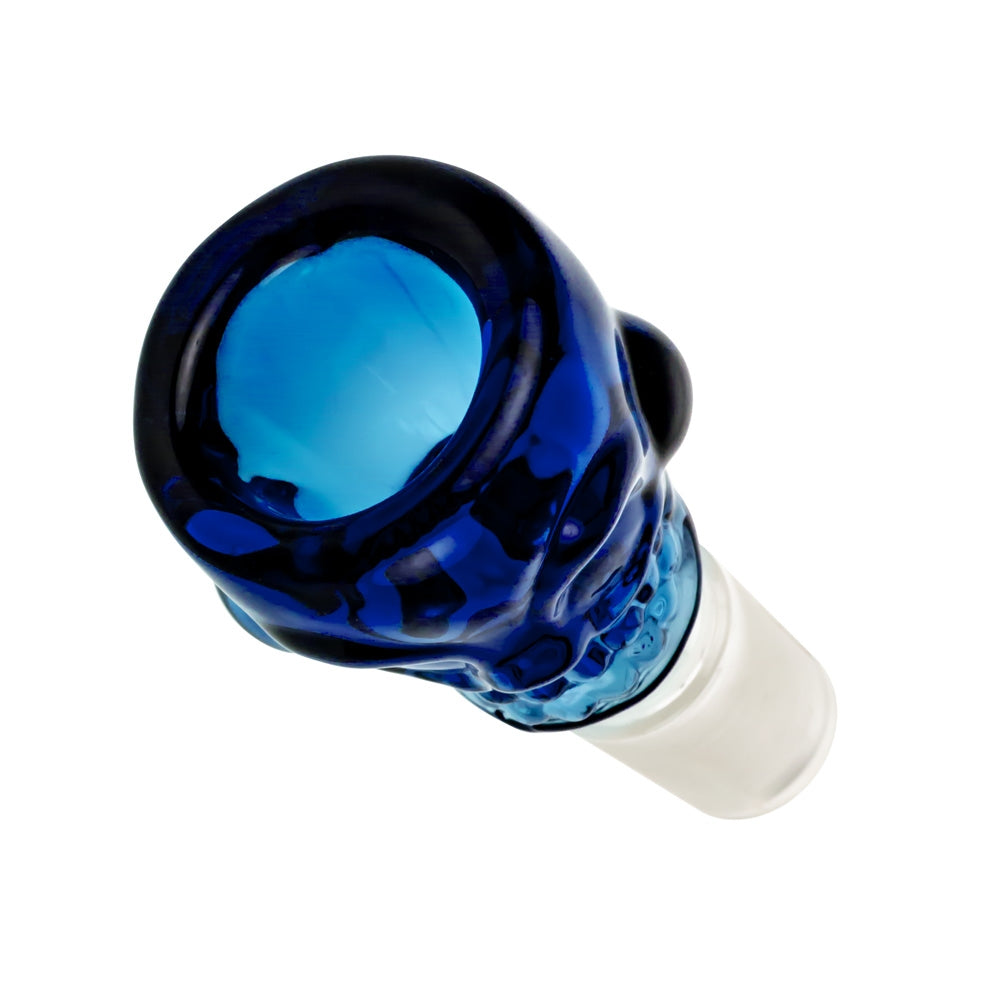 Colored Glass Skull Bowl | Large | Blue | 18.8mm - Top View