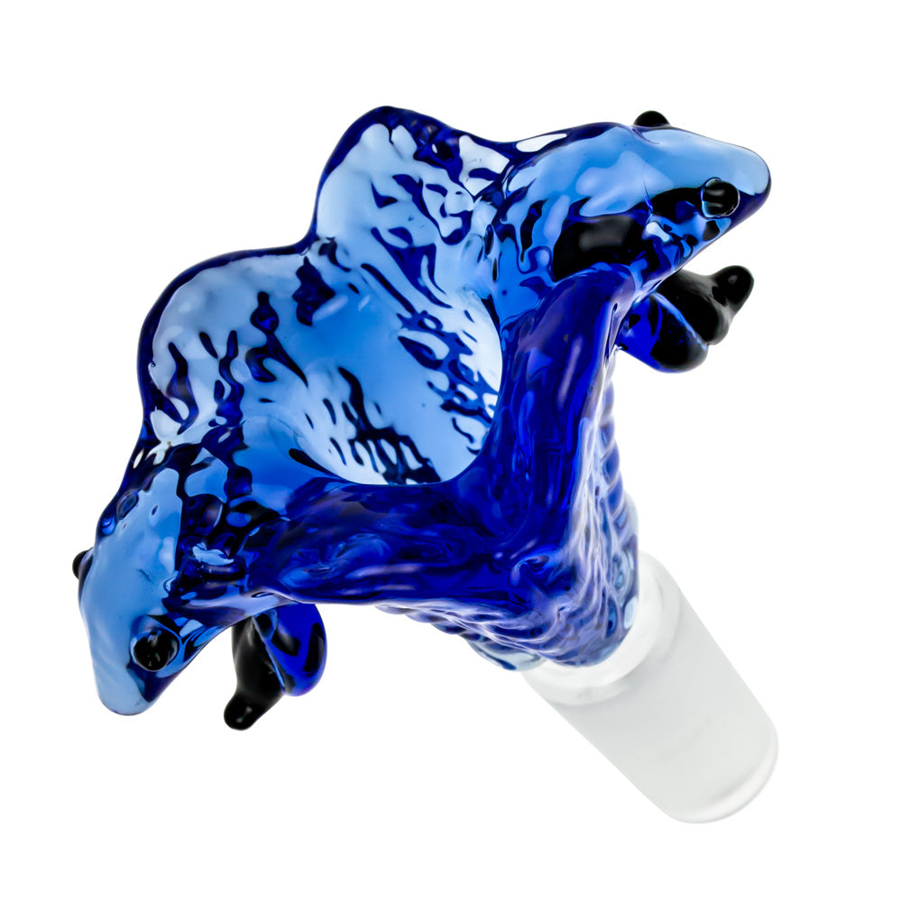 Glass Double Cobra Head Bowl | Blue | 14.5mm - Top View 