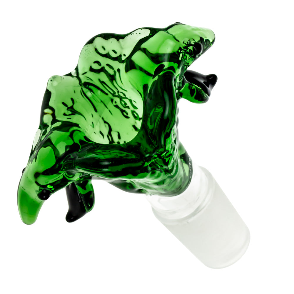 Glass Double Cobra Head Bowl | Green | 18.8mm - Top View 