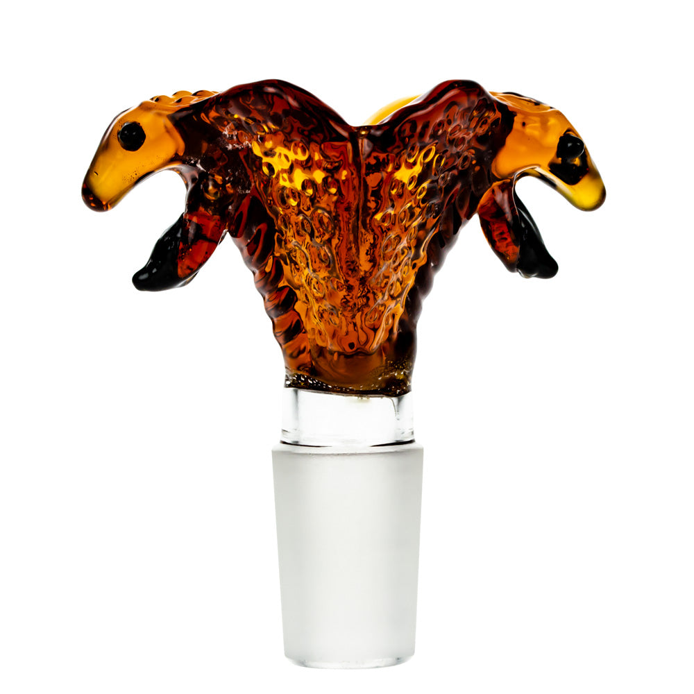 Glass Double Cobra Head Bowl | Amber | 18.8mm 