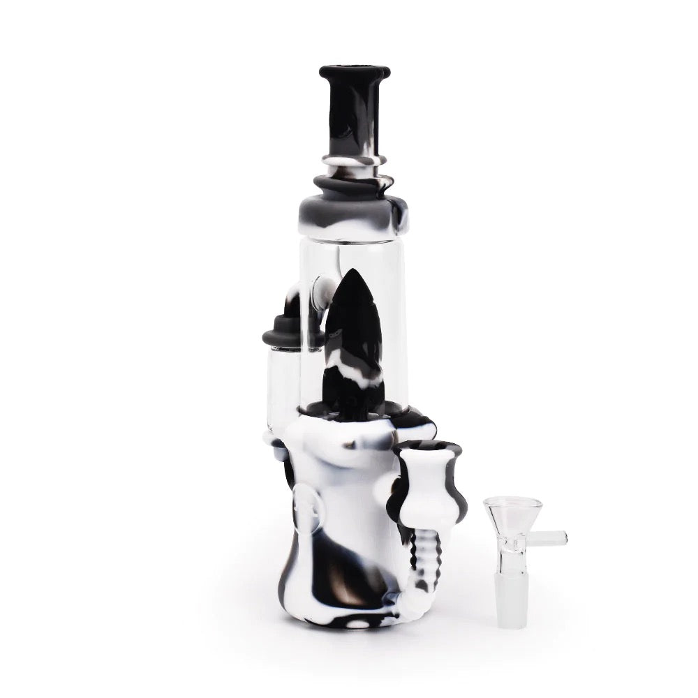 Ritual Silicone Rocket Recycler | Black/White | disassembled 