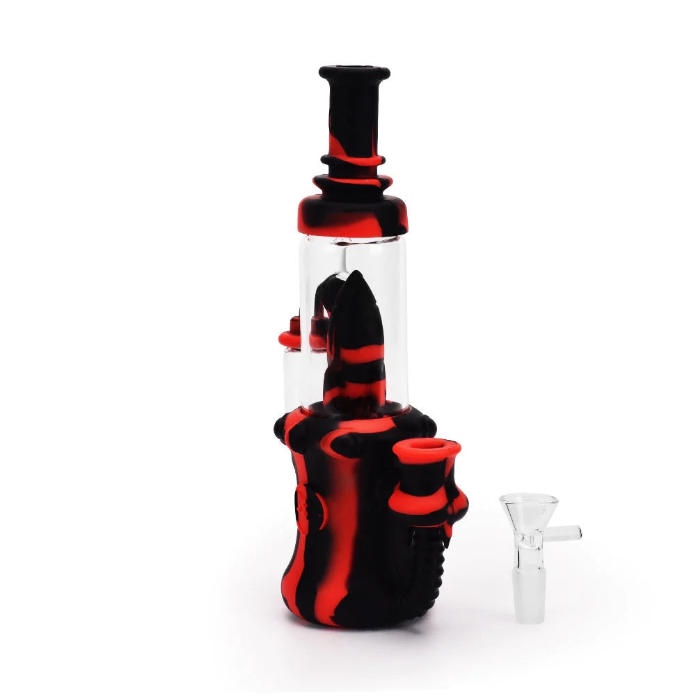 Ritual Silicone Rocket Recycler | Black/Red | disassembled 