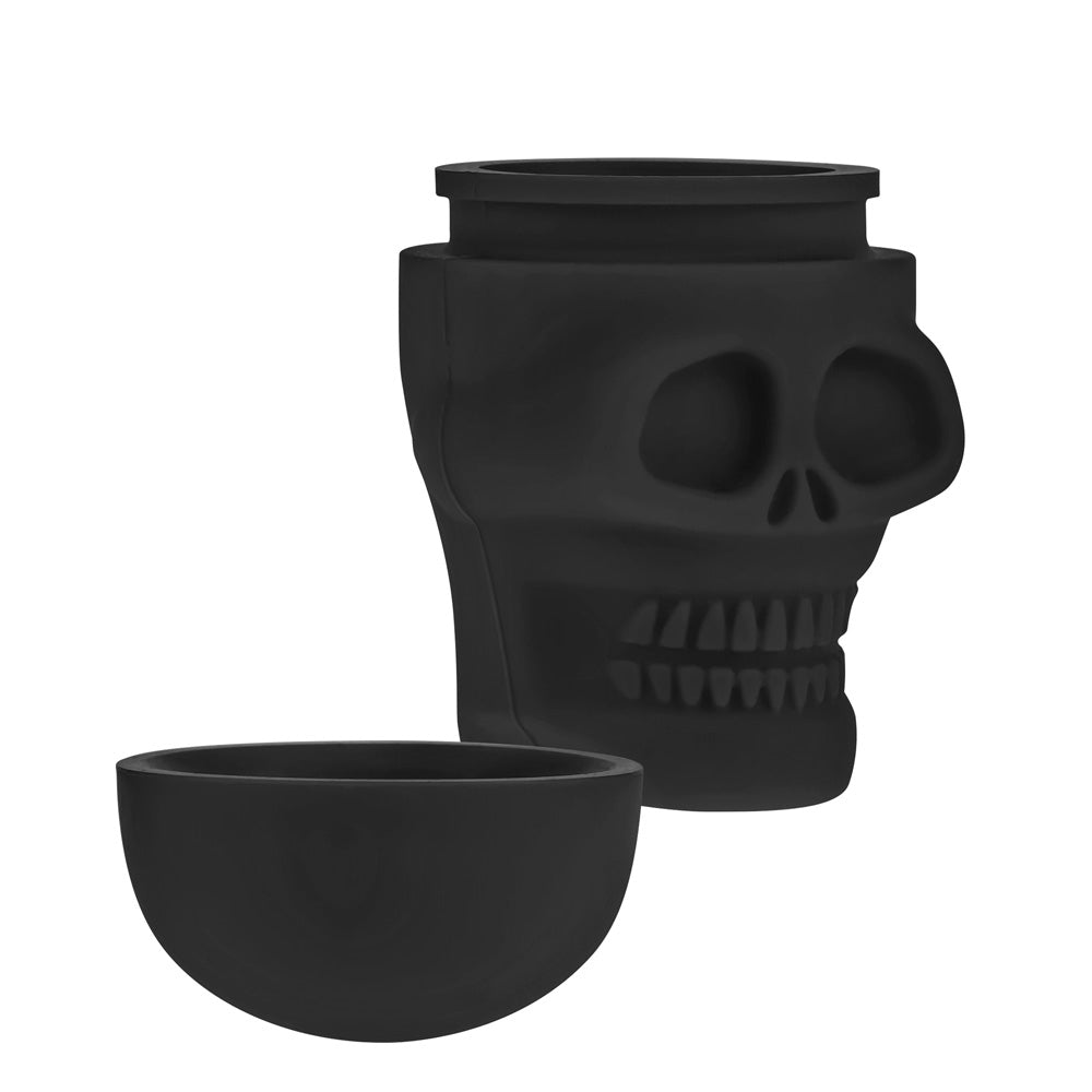 Silicone Non-Stick Stash Container | Skull | Black - Lid Off
