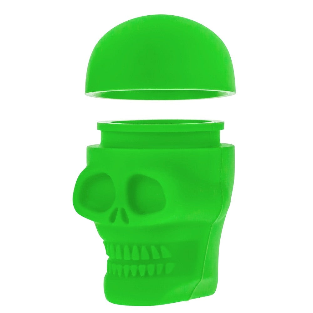 Silicone Non-Stick Stash Container | Skull | Green - Disassembled