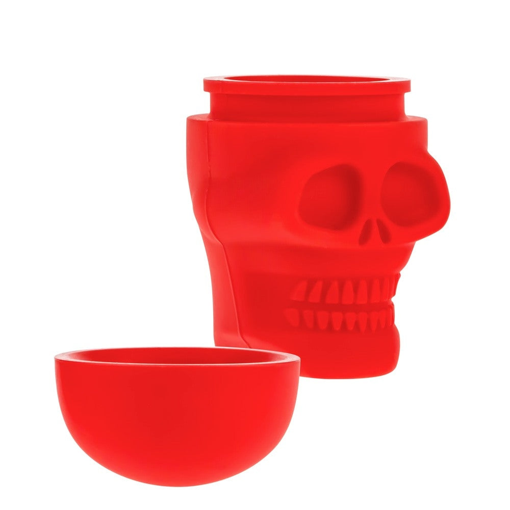 Silicone Non-Stick Stash Container | Skull | Red - Lid Off 