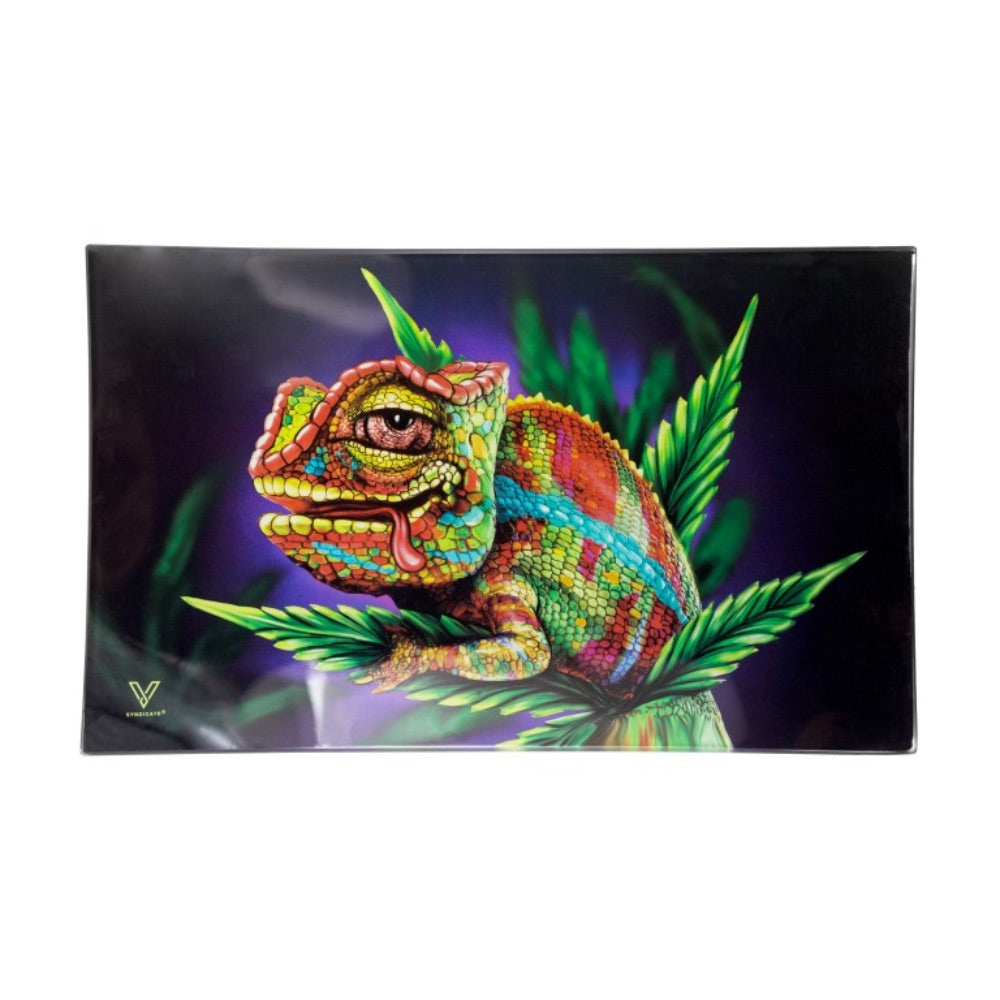 V Syndicate Large Glass Rolling Tray | Cloud 9 Chameleon 