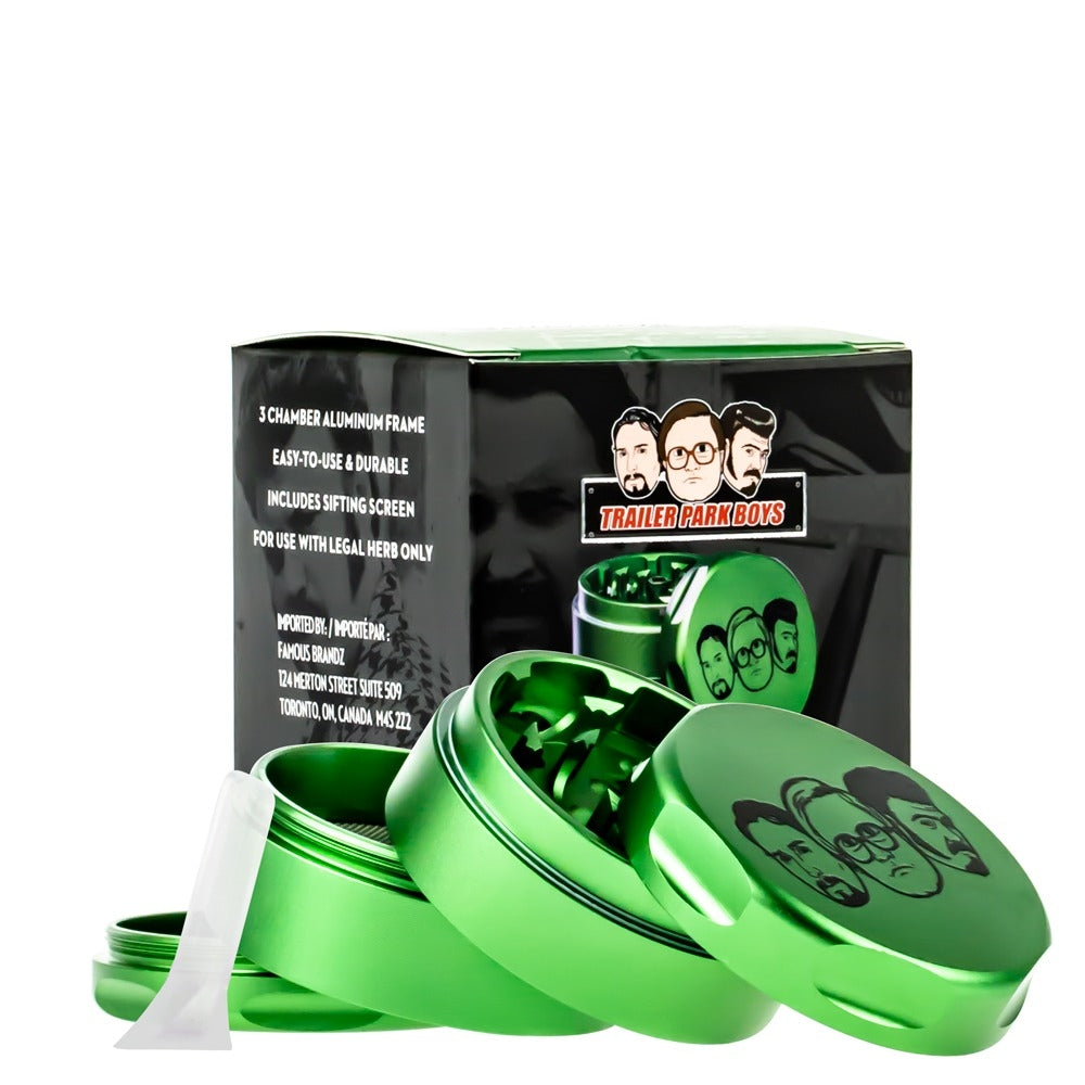 Trailer Park Boys Aluminum  4-Part Herb Grinder | Box of 6 | Green | with box