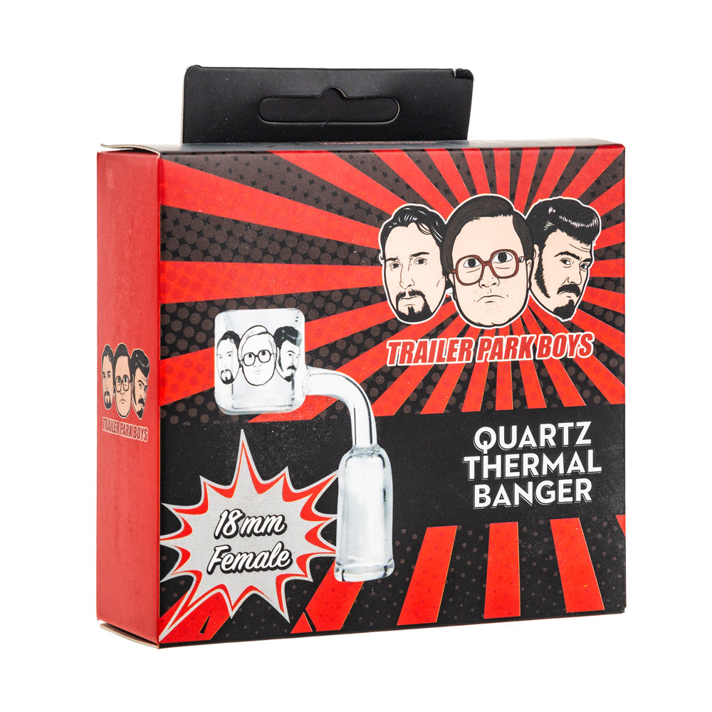 Trailer Park Boys Female Quartz Thermal Banger with 90° angle | 18.8mm | custom box