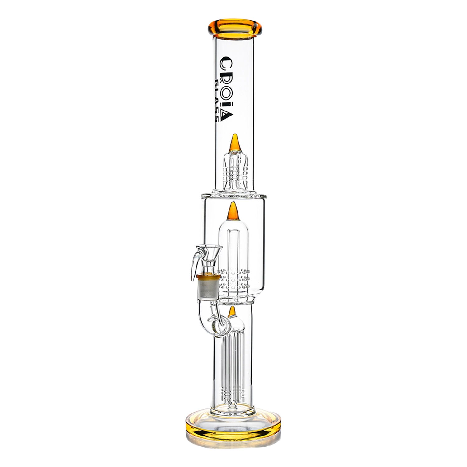 Croia Glass 16" Triple Rocket-Perc Scientific Glass Bong | Croia Glass