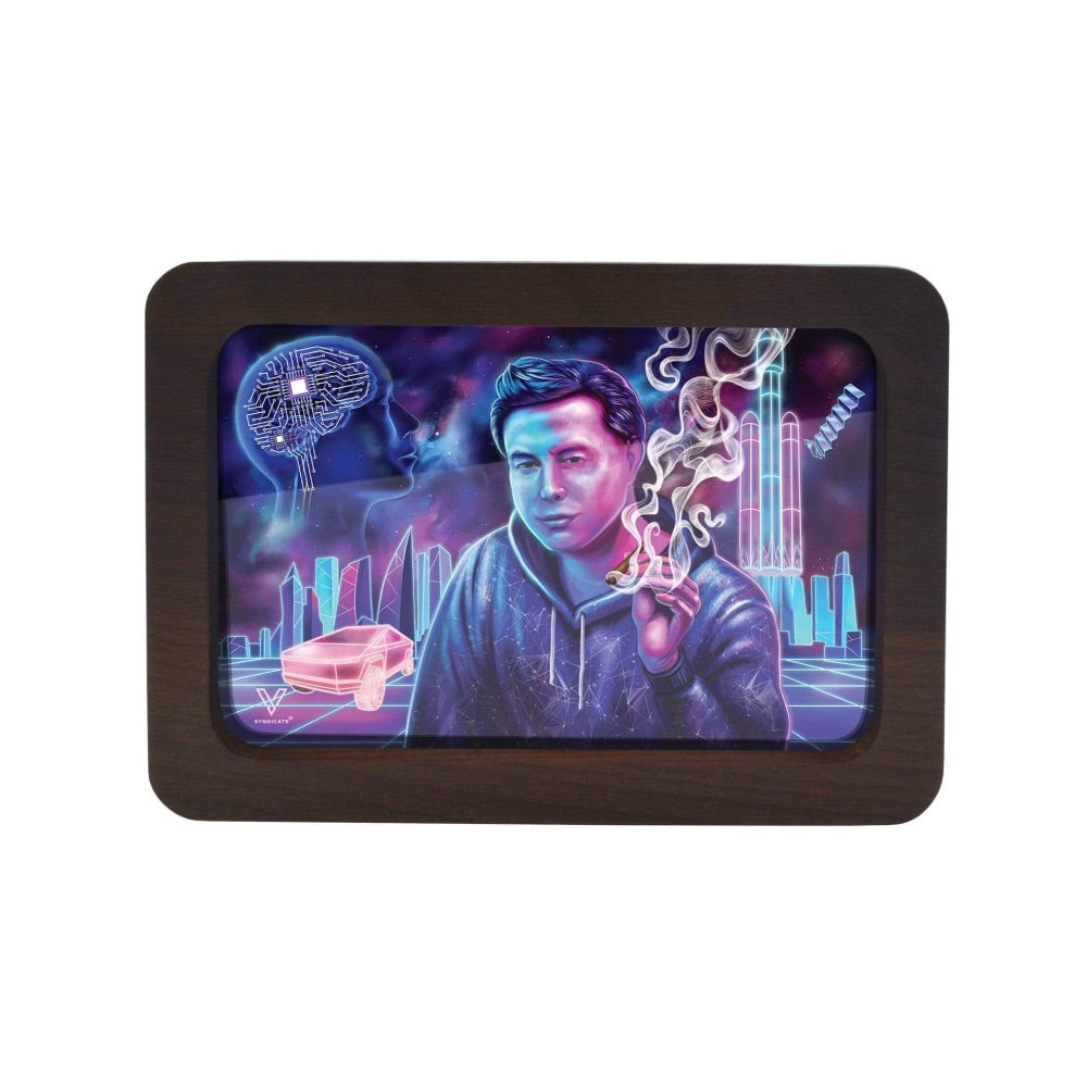 V Syndicate 3D High Def Wood Rolling Tray | Small | Space Xhale