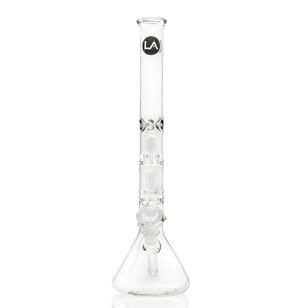 LA Pipes Beaker Ice Bong with Double Showerhead Percolator | 14 Inch | front view