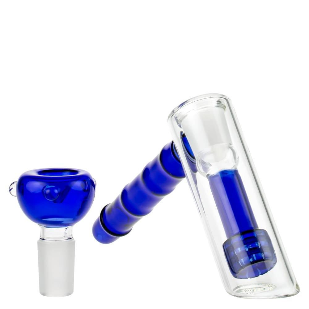Glasscity Glass Handheld Bubbler with Drum Perc | Blue - Herb Bowl Included 