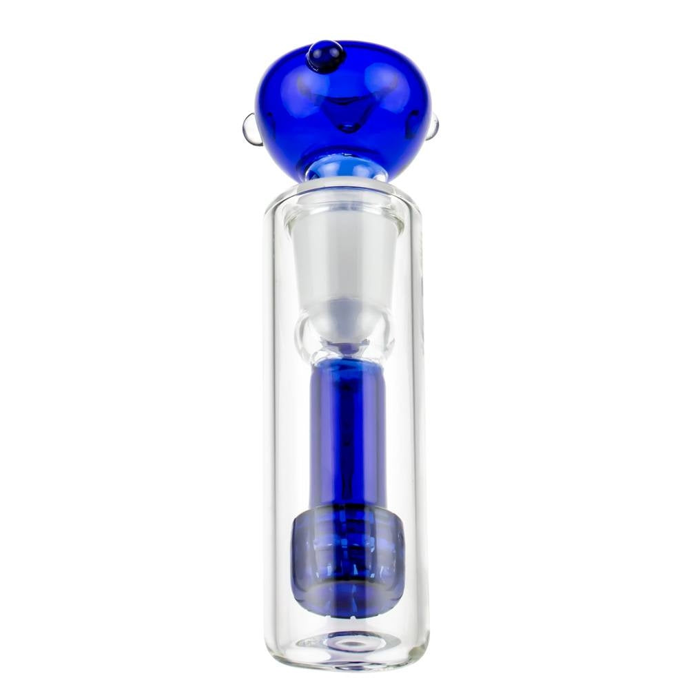Glasscity Glass Handheld Bubbler with Drum Perc | Blue - Front View 