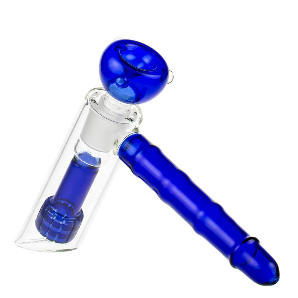 Glasscity Glass Handheld Bubbler with Drum Perc | Blue - Back View 