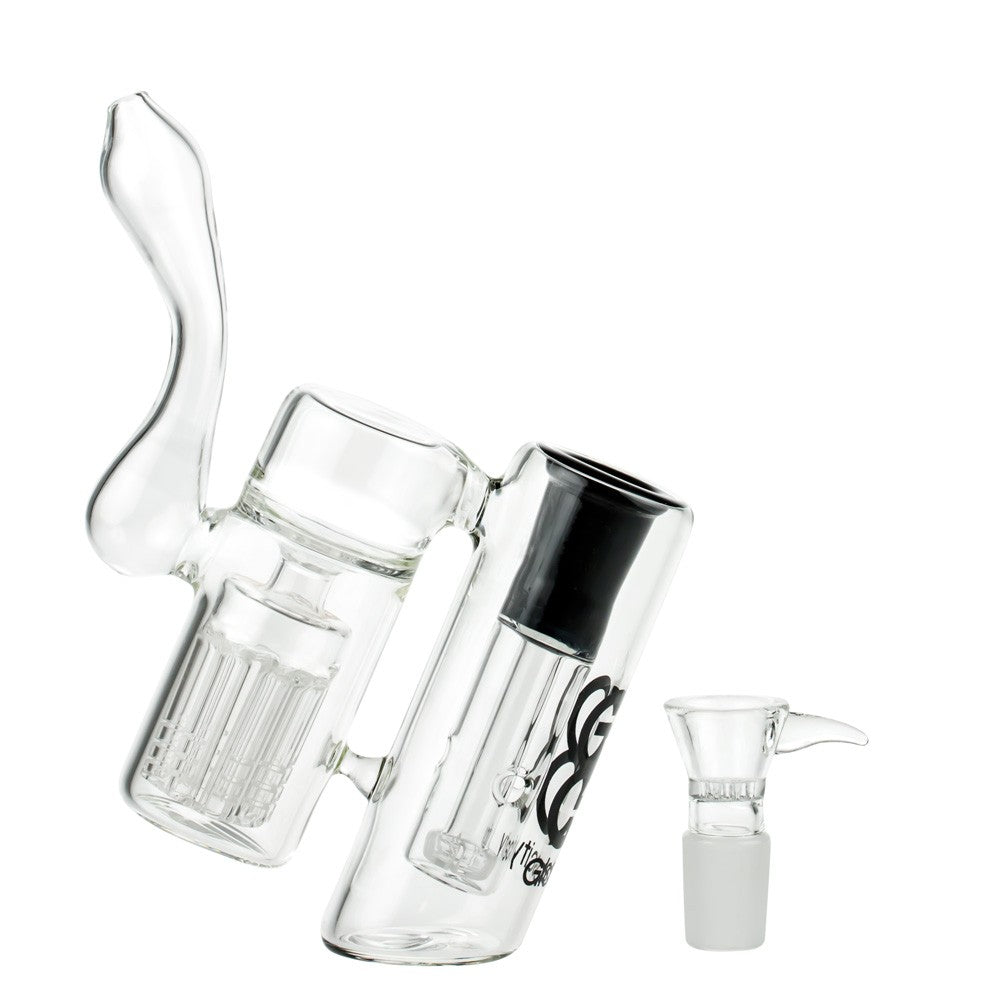 Glasscity Double Chamber Bubbler with Showerhead Tree Perc | Black - Herb Bowl Included