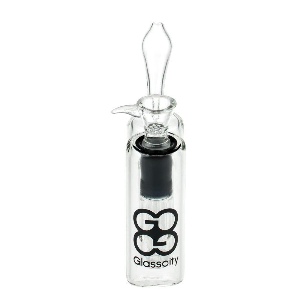 Glasscity Double Chamber Bubbler with Showerhead Tree Perc | Black - Front View 