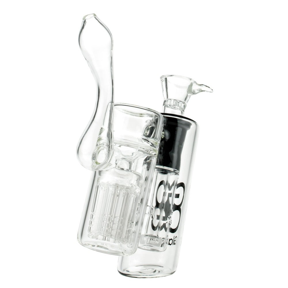 Glasscity Double Chamber Bubbler with Showerhead Tree Perc | Black - Side View 3