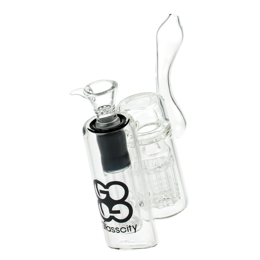 Glasscity Double Chamber Bubbler with Showerhead Tree Perc | Black - Side View 2