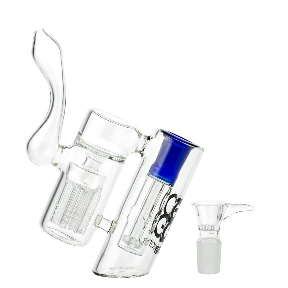 Glasscity Double Chamber Bubbler with Showerhead Tree Perc | Blue - Herb Bowl Included 