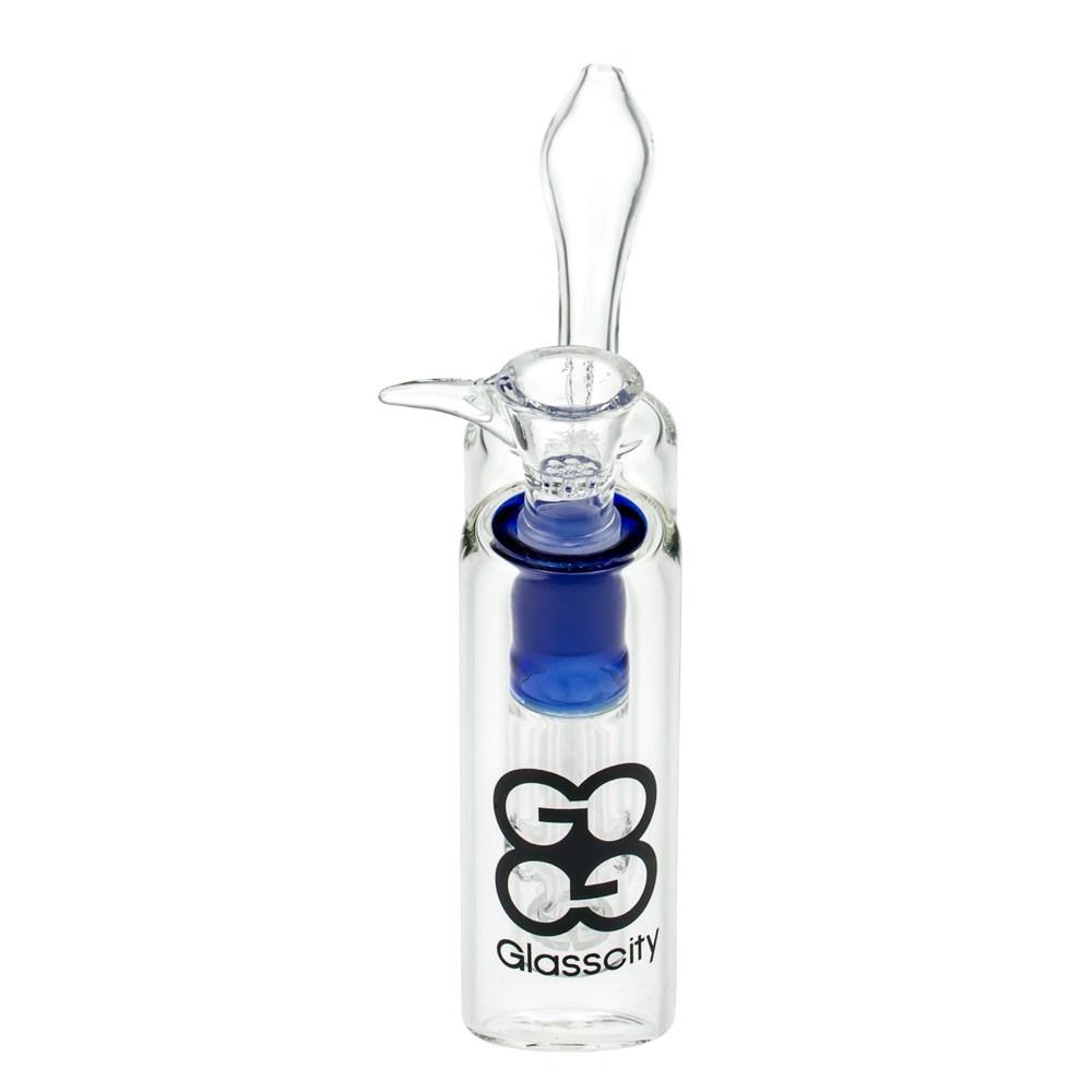 Glasscity Double Chamber Bubbler with Showerhead Tree Perc | Blue - Front View