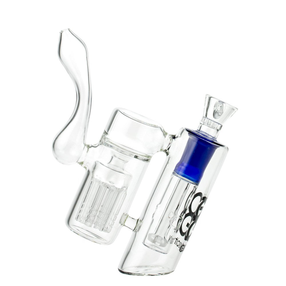 Glasscity Double Chamber Bubbler with Showerhead Tree Perc | Blue - Side View 4