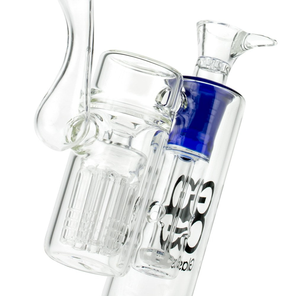 Glasscity Double Chamber Bubbler with Showerhead Tree Perc | Blue - Close Up