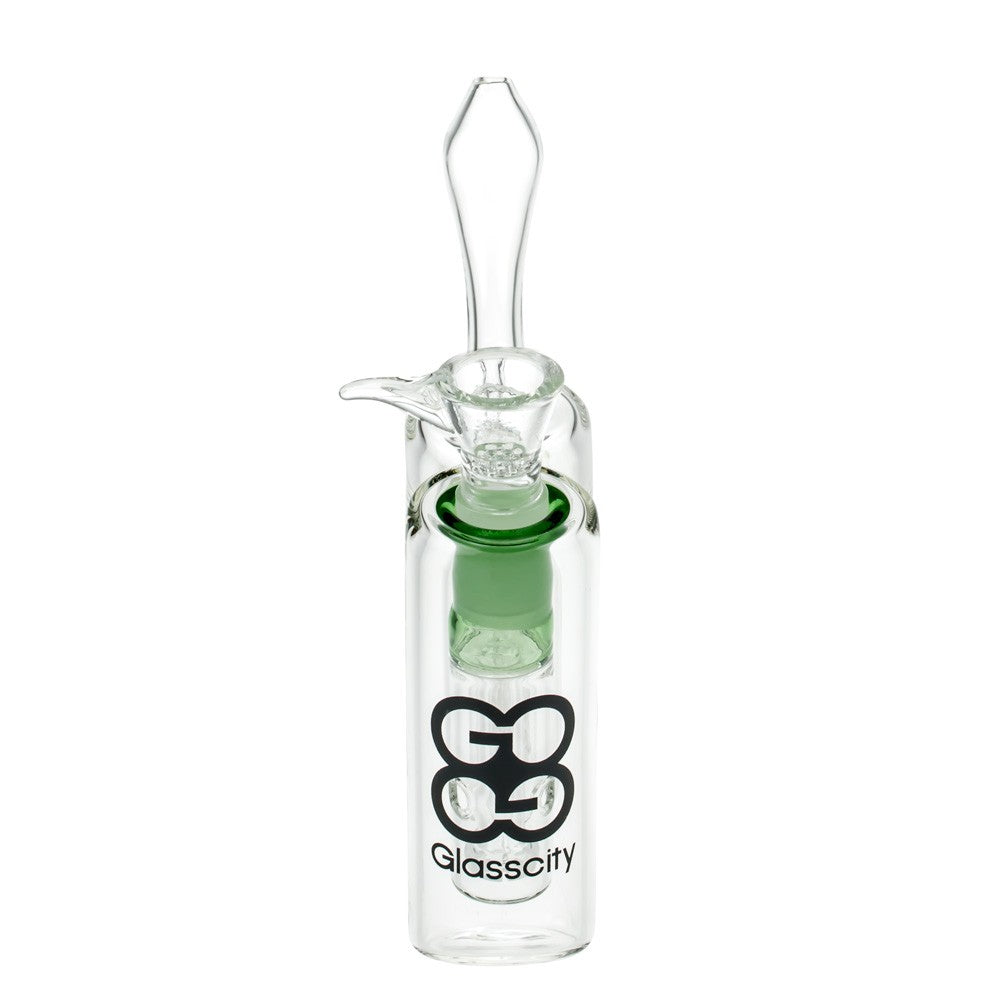Glasscity Double Chamber Bubbler with Showerhead Tree Perc | Green - Front View 