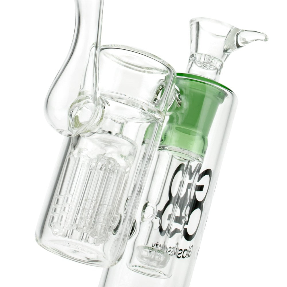 Glasscity Double Chamber Bubbler with Showerhead Tree Perc | Green - Close Up