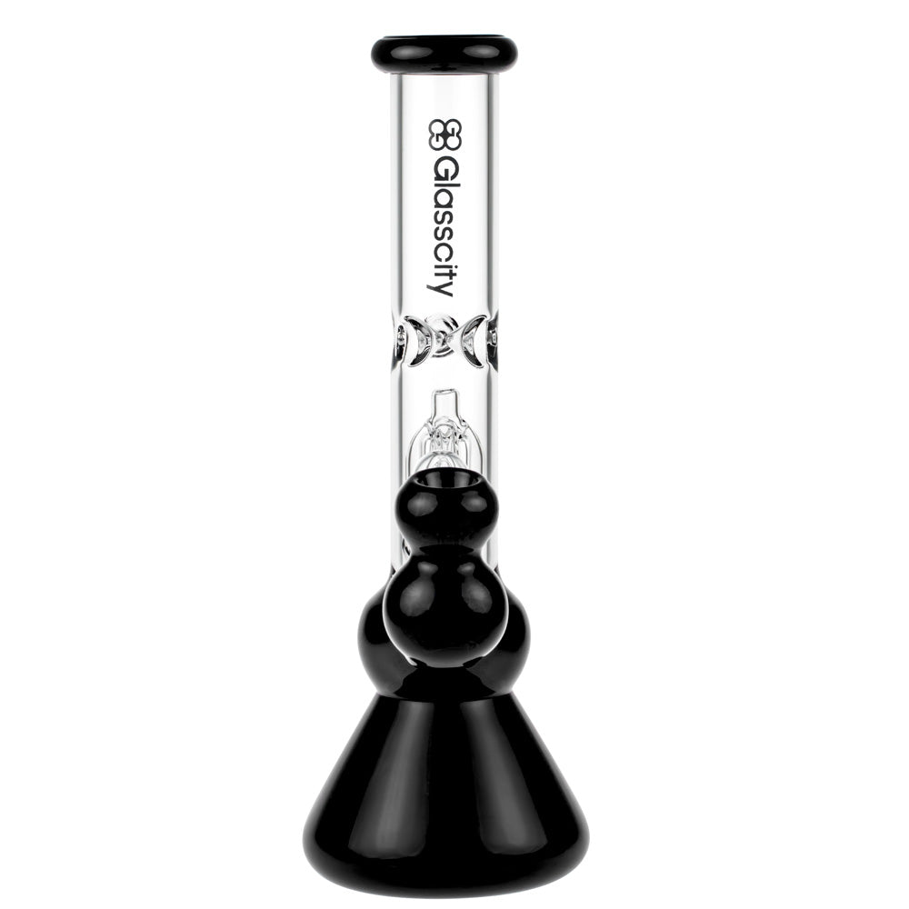Glasscity 4-arm Perc Beaker Ice Bong with Ash Catcher | Black - Front View