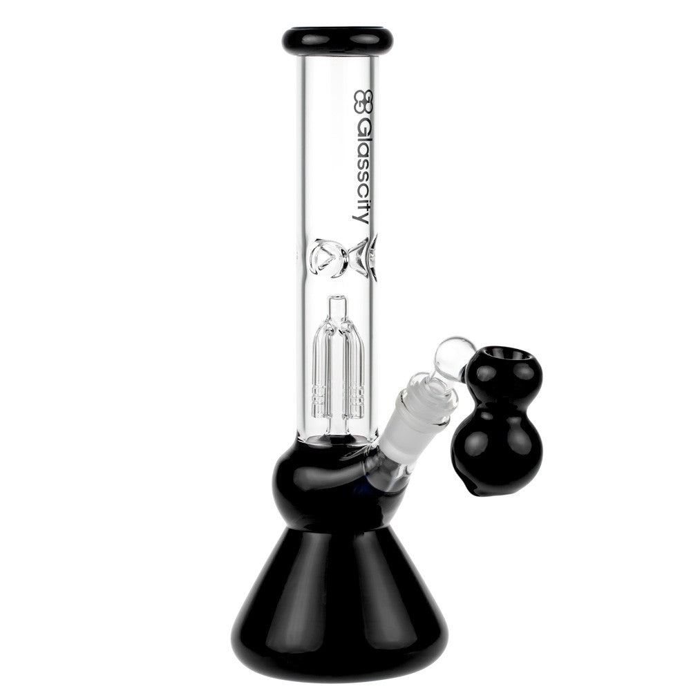 Glasscity 4-arm Perc Beaker Ice Bong with Ash Catcher | Black - Side View 1