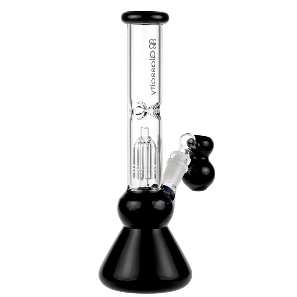 Glasscity 4-arm Perc Beaker Ice Bong with Ash Catcher | Black - Side View 3