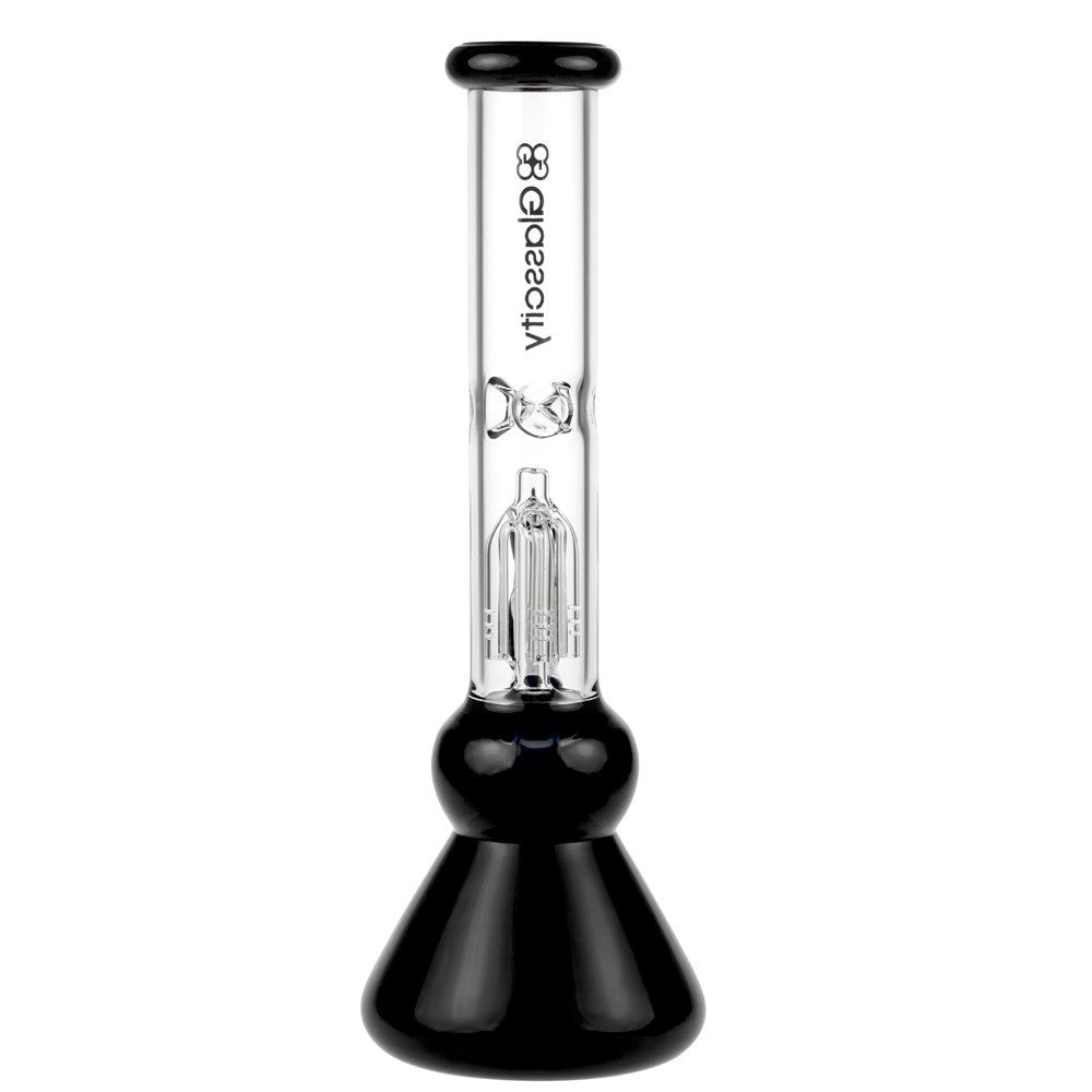 Glasscity 4-arm Perc Beaker Ice Bong with Ash Catcher | Black - Back View