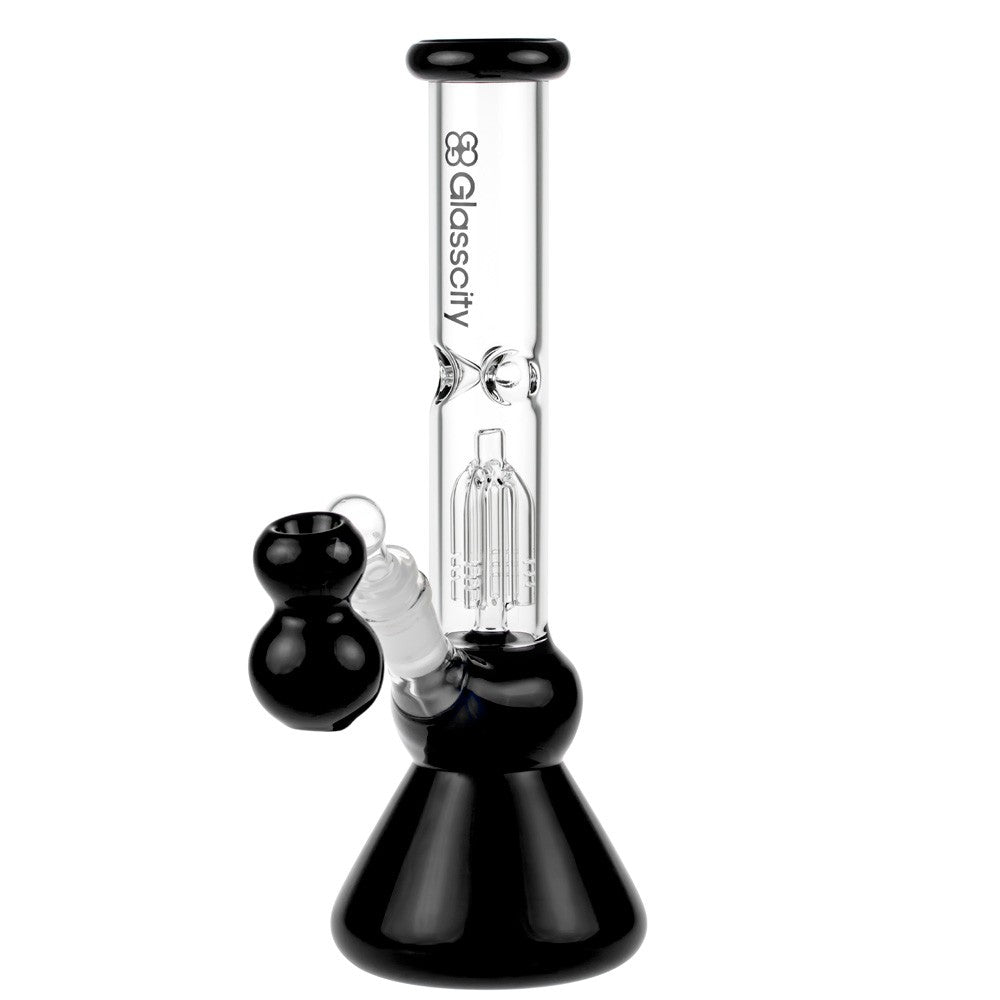Glasscity 4-arm Perc Beaker Ice Bong with Ash Catcher | Black - Side View 2