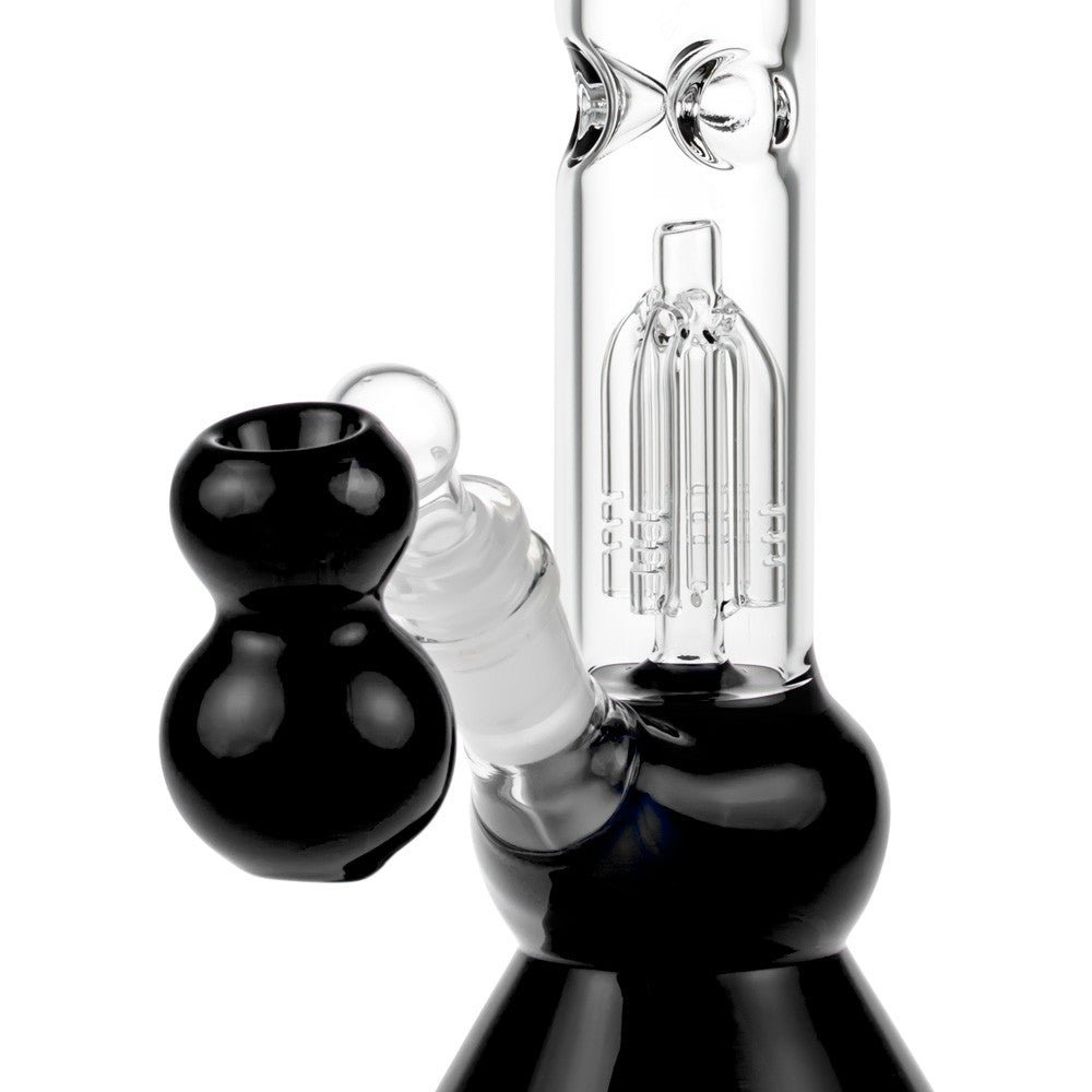 Glasscity 4-arm Perc Beaker Ice Bong with Ash Catcher | Black - Close Up