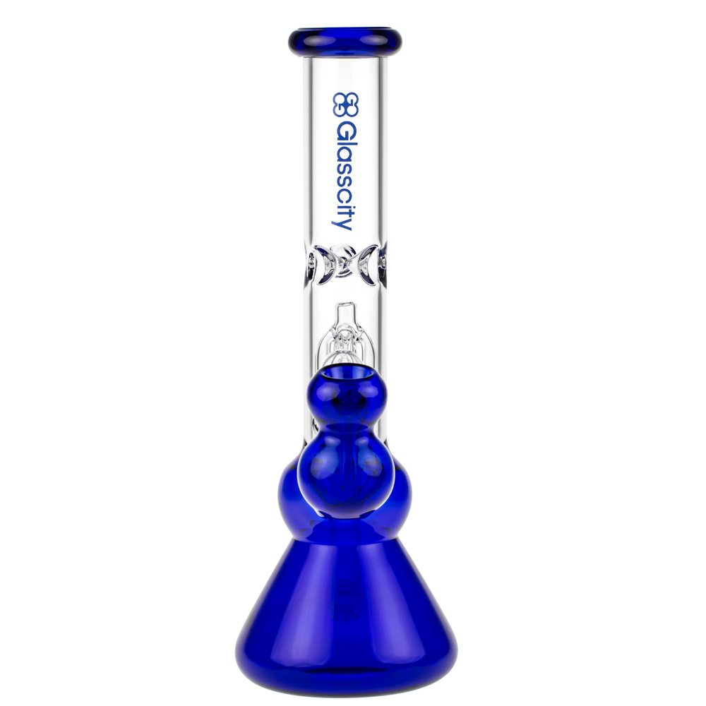 Glasscity 4-arm Perc Beaker Ice Bong with Ash Catcher | Blue - Front View 
