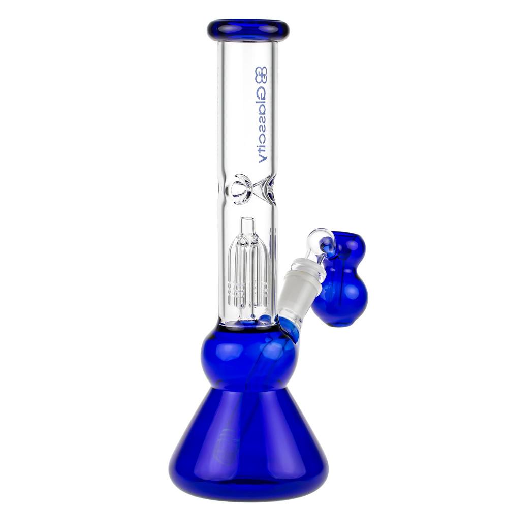 Glasscity 4-arm Perc Beaker Ice Bong with Ash Catcher | Blue - Side View 3