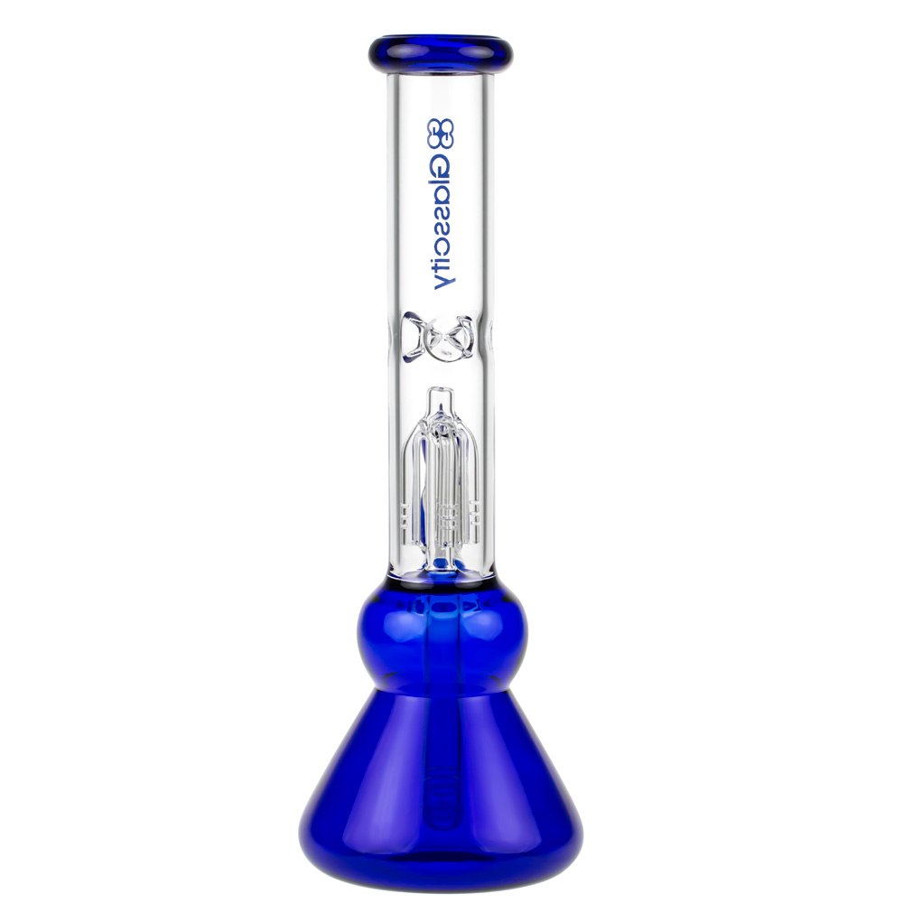 Glasscity 4-arm Perc Beaker Ice Bong with Ash Catcher | Blue - Back View