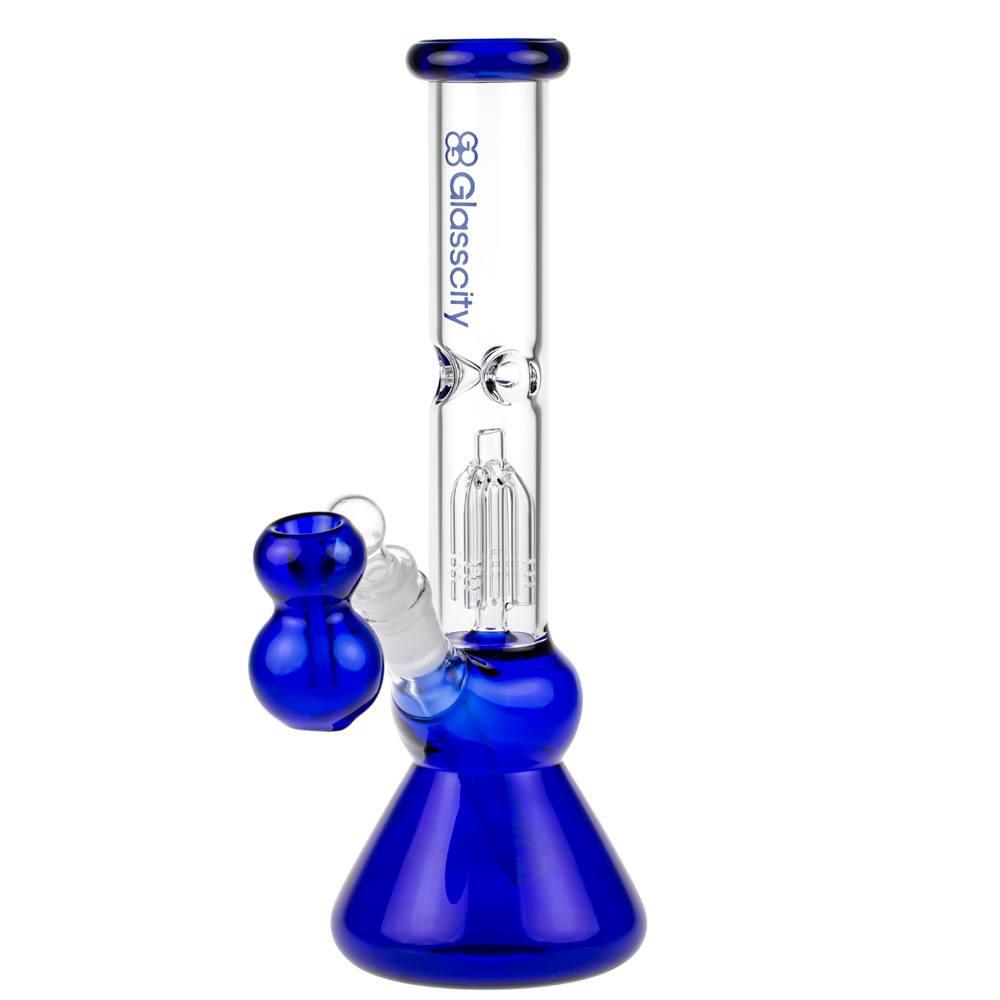 Glasscity 4-arm Perc Beaker Ice Bong with Ash Catcher | Blue - Side View 2