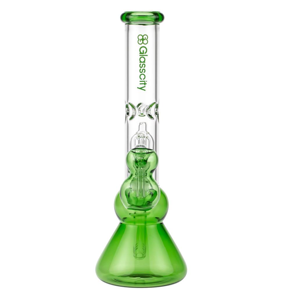 Glasscity 4-arm Perc Beaker Ice Bong with Ash Catcher | Green - Front View
