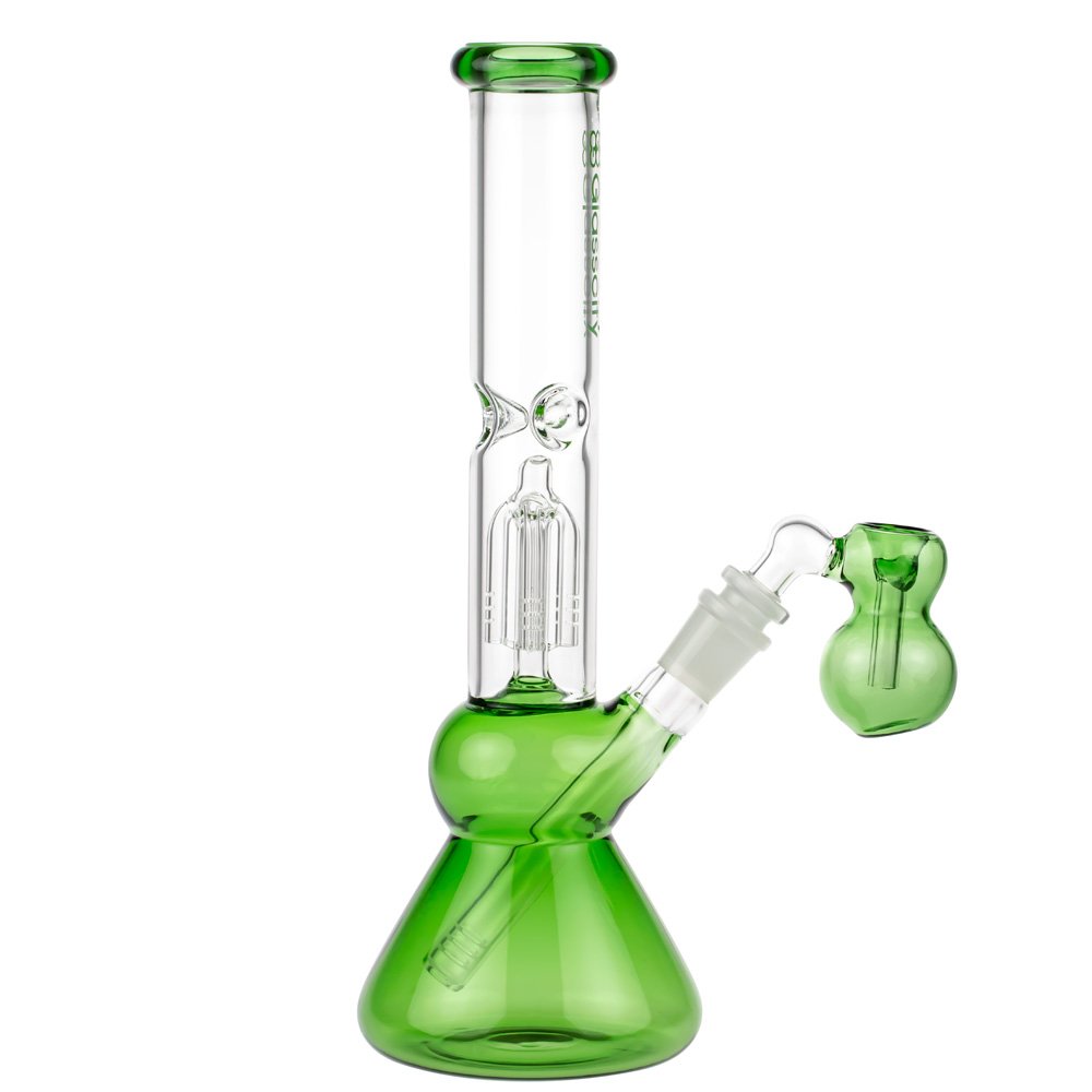 Glasscity 4-arm Perc Beaker Ice Bong with Ash Catcher | Green - Side View 4