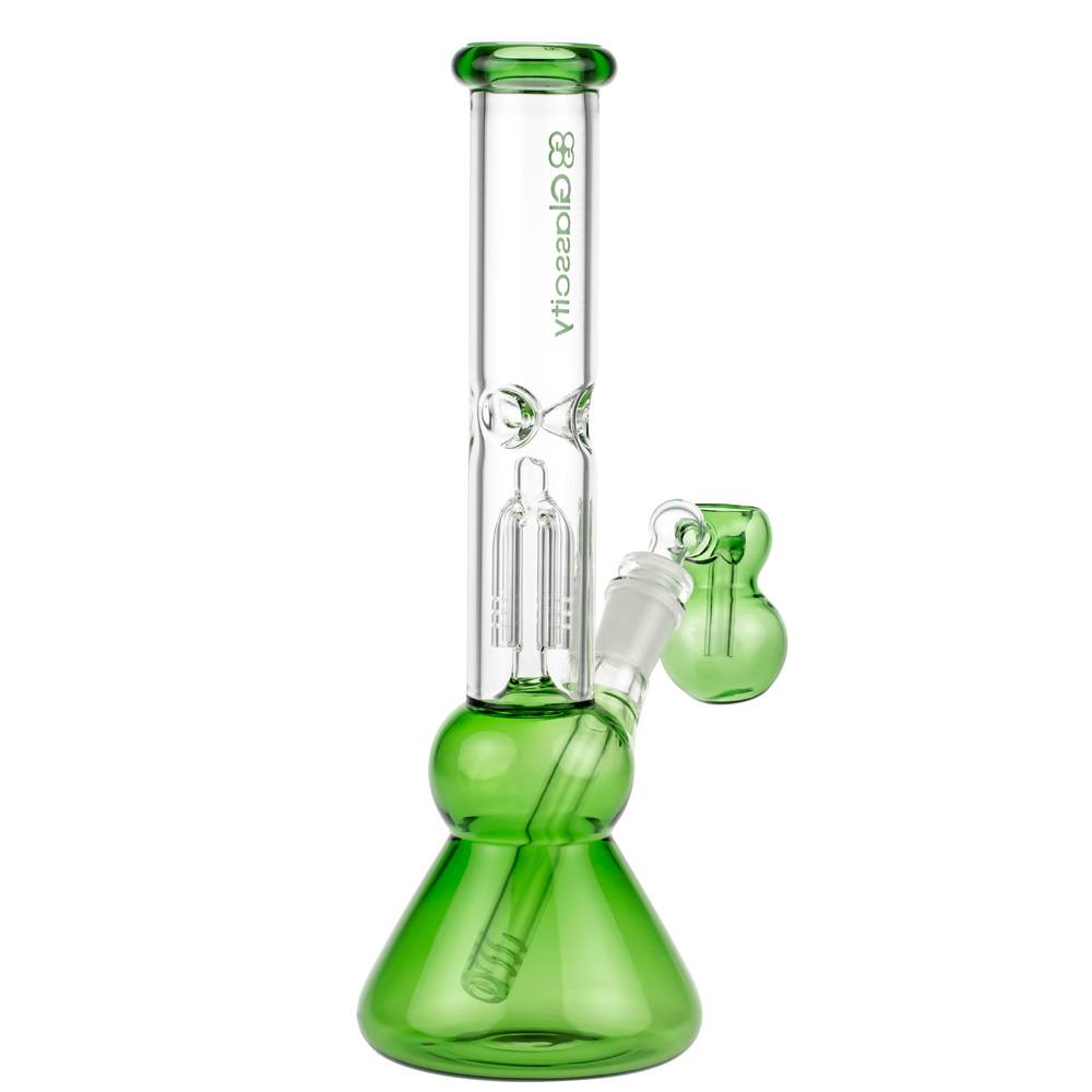Glasscity 4-arm Perc Beaker Ice Bong with Ash Catcher | Green - Side View 3