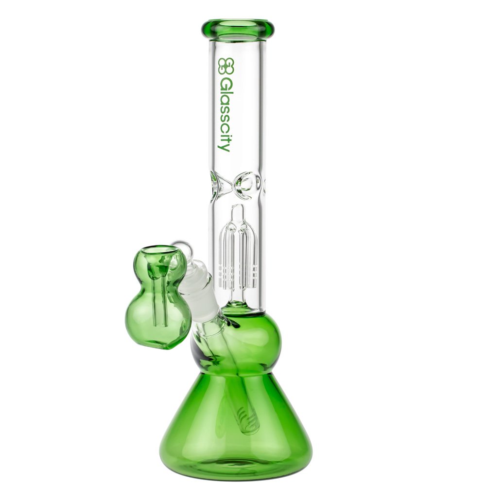 Glasscity 4-arm Perc Beaker Ice Bong with Ash Catcher | Green - Side View 2