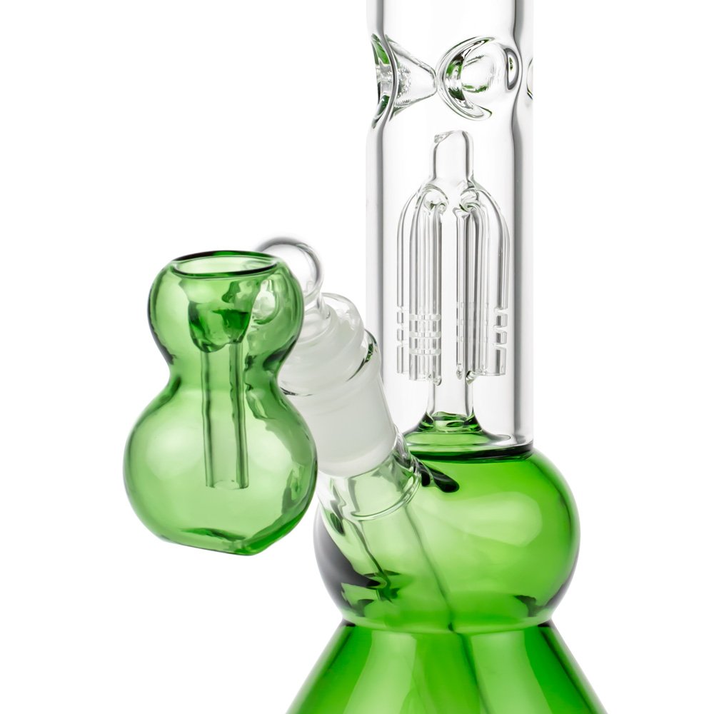 Glasscity 4-arm Perc Beaker Ice Bong with Ash Catcher | Green - Close Up