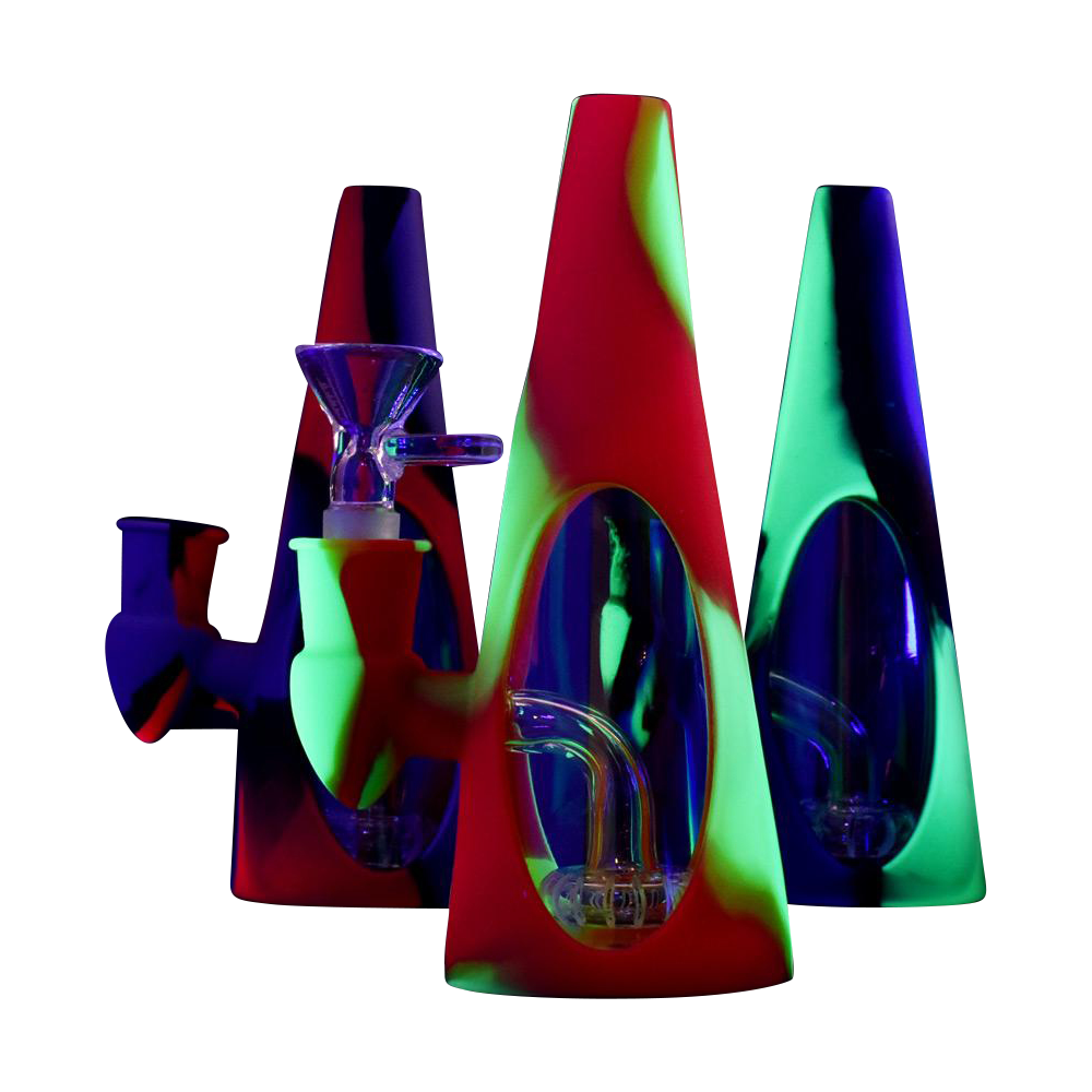 Sili-Cone Glass Cone Bong with Silicone Shell