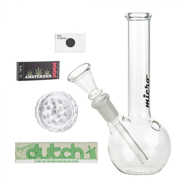 Amsterdam Micro Glass Bubble Base Bong Set - Complete Set 