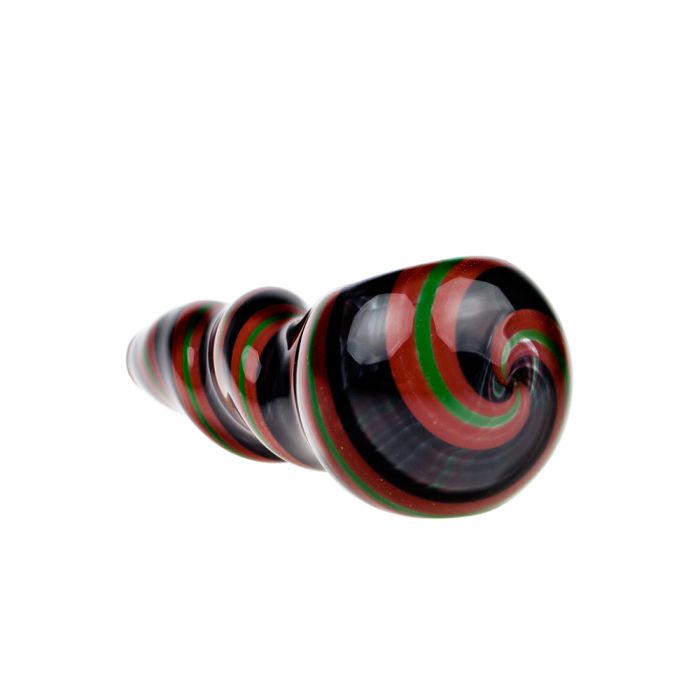G-Spot Glass Spoon Pipe - Rasta Stripes - Side view 2
