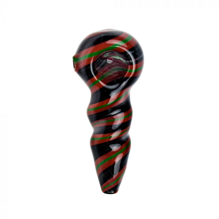G-Spot Glass Spoon Pipe - Rasta Stripes - Top view 